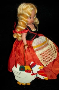 NA Storybook 5" Bisque Doll GOOSE GIRL with her Vintage Wooden Goose Toy - Picture 1 of 8
