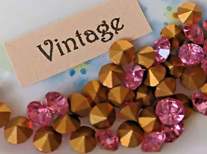 Vintage Chatons 4mm Rose Rot Gold Folie Strass NOS Czech Optima #1238A - Bild 1 von 4