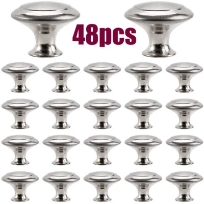 48PCS Large Door Knobs Cabinet Handles Cupboard Drawer Kitchen Stainless Steel~ - Image 1 of 4
