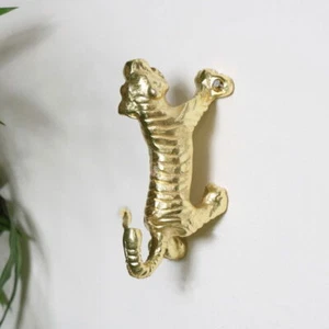 Gold tiger wall mounted coat hook home decor accessories kitchen utlity bathroom - Picture 1 of 4