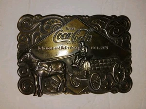 Vintage 1976 Brass Works Coca-Cola 75th Anniversary Bottle Opener Belt Buckle - Picture 1 of 3