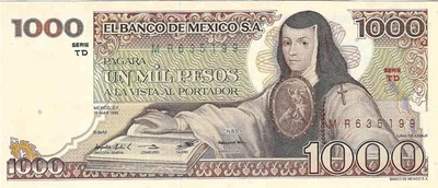 México: 1.000 Pesos J de Asbaje Mar 25,1982 El Banco de México UNC. Foto 1 de 2