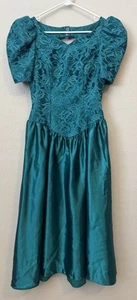 VTG 80s Dance Allure  Prom Dress 8/10 Lace Formal Lace Puff Halloween Costume - Picture 1 of 12