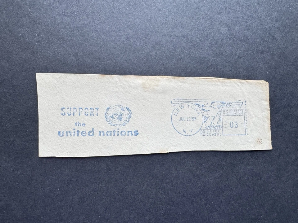 US 1955 United Nations Thematic Meter Cut-Piece (02) +Support UN+PB309393 +Font - Image 1 of 1