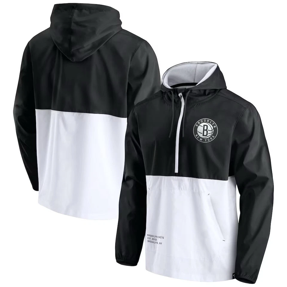 Brooklyn Nets Half Zip Windbreaker Hoodie Jacket - Image 1 of 1