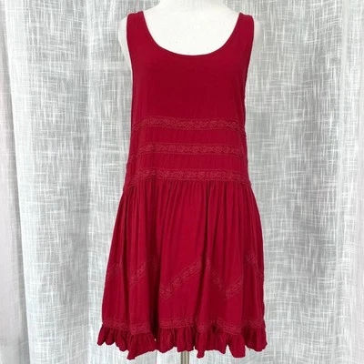 Mini Vestido American Rag Para Mujer Sin Mangas S Rojo Encaje Volantes Western Americana Foto 1 de 4
