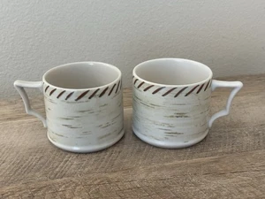 Lenox Riverwood Coffee Cups Set Of 2 Mugs Beige Brown - Picture 1 of 11