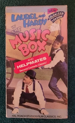LAUREL & HARDY: THE MUSIC BOX / HELPMATES VHS VIDEO, 2 SHOWS COLORIZED VERSION - Image 1 of 4