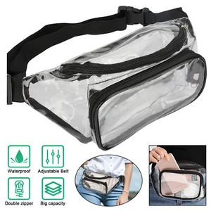 Clear Waist Pouch Bag Transparent Zipper Fanny Pack Adjustable Strap Travel Gift - Picture 1 of 8