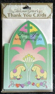 8pk Thank You For the Christening Gift Cards Christian Cross Designer Greetings - Picture 1 of 1