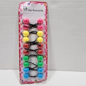 Knocker ball Twin Bead Elastic hair Scrunchie tie girl Hair Ponytail Holder New - Picture 1 of 3