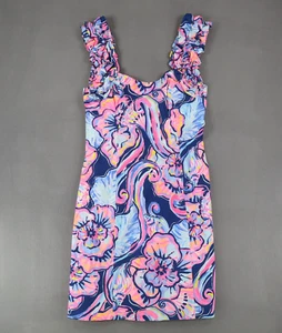Lilly Pulitzer Devina Stretch Dress Mini Multicolor Ruffles 30422 Sz 0 Nauti Nav - Picture 1 of 6