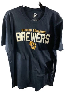 ‘47 MLB Milwaukee Brewers Spring Training men’s Tee Shirt Navy Medium Brick - Picture 1 of 3