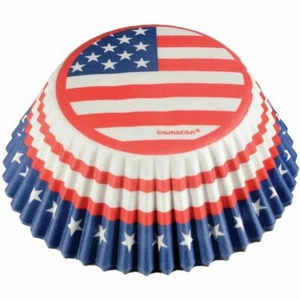Red White Blue Stars 75 Ct Baking Cups Cupcake Liners July 4th Patriotic - Picture 1 of 1