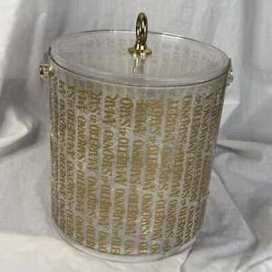 Secchiello ghiaccio vintage italiano MCM Disaronno Amaretto liquore lucite trasparente 3 pezzi - Foto 1 di 9