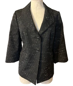 Classiques Entier Suit Jacket Blazer XL 14 16 Black Ivory Flecks MOD - Picture 1 of 10