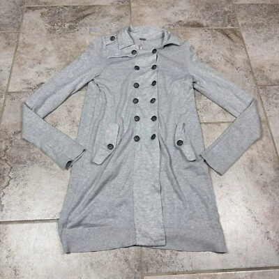 Free People Sweater Dress Jacket Long Cardigan Womens Small Gray Cotton - Image 1 of 4