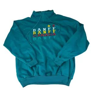 Vintage Banff Canada Sweatshirt bestickt gerafft Stehkragen Super Shirt Large - Bild 1 von 12