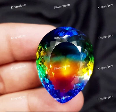 75 Ct Doublet Glass Stone Multi Color Tourmaline Pear Cut Stone Loose Gemstone - Image 1 of 4