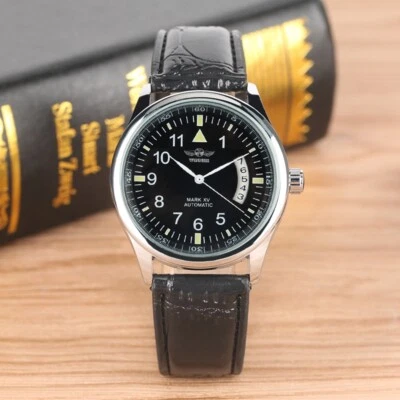 WINNER Men's Automatic Mechanical Watch Luminous Dial Leather Strap Wristwatch - Image 1 of 4