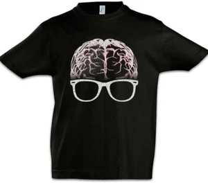 Nerd Brain Kids Boys T-Shirt Fun Nerd Computer Scientist Coder Glasses Gamer - Picture 1 of 1