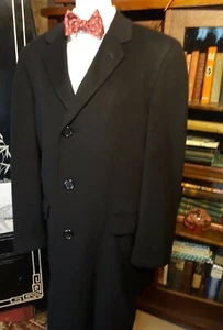 Vintage 1960s CASHMERE Mens Overcoat Hart Schaffner & Marx 42 Tall - Picture 1 of 20