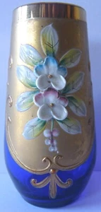 Miniature Bohemian Cobalt Blue Glass Vase Made in Czechoslovakia c. 1950s - Picture 1 of 6