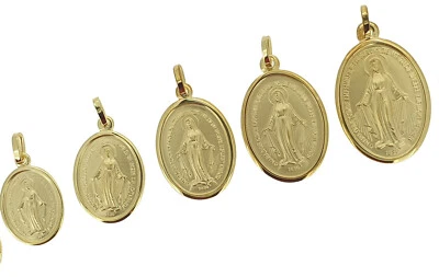 wundertätige Madonna Echt Gold 585 Hl. Maria Immaculata Milagrosa mit 925 Kette - Bild 1 von 4