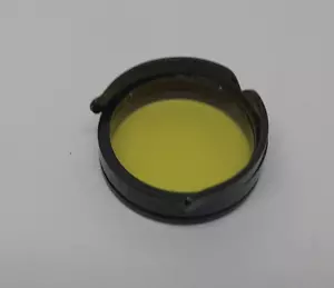 VINTAGE 25MM YELLOW PUSH ON BLACK VERY CLEAN METAL FILTER -FREE SHIPPING - Picture 1 of 5