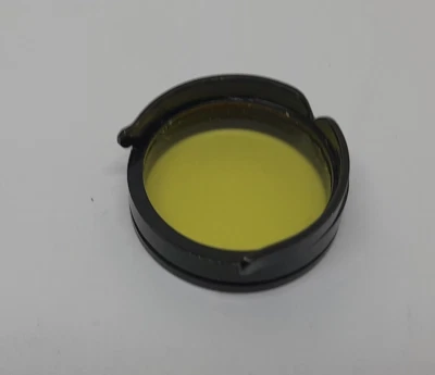 VINTAGE 25MM YELLOW PUSH ON BLACK VERY CLEAN METAL FILTER -FREE SHIPPING - Image 1 of 4
