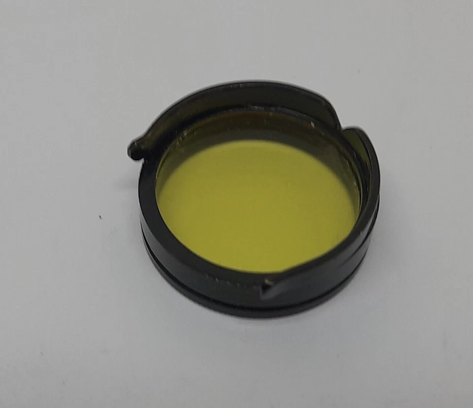 VINTAGE 25MM YELLOW PUSH ON BLACK VERY CLEAN METAL FILTER -FREE SHIPPING - Image 1 of 4