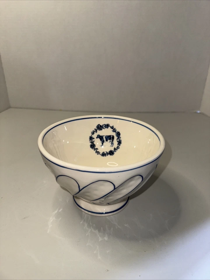 Molly Hatch Anthropologie White/Blue Cow Bowl - Image 1 of 4