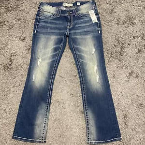 BKE Sabrina Jeans donna 34x31 blu denim bootcut svasato elasticizzato pantaloni invecchiati - Foto 1 di 24