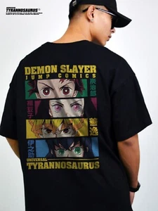 Camiseta Demon Slayer Manga Corta Algodón Pesado Estampado Redondo Algodón Puro - Imagen 1 de 5