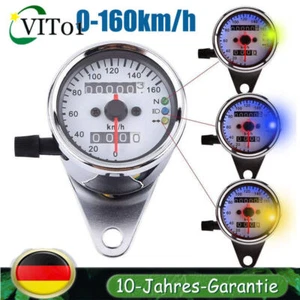 Universal LED Motorrad Tachometer Kilometerzähler Drehzahlmesser 12V 0-160km/h - Bild 1 von 6
