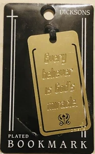 New Brass Plated Religous Bookmark Black Ribbon EVERY BELIEVER IS GOD’S MIRACLE - Picture 1 of 2