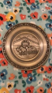 Vintage Zinn Zinn Wandbehang Plakette Teller Pferde - Bild 1 von 8