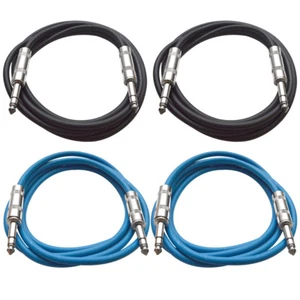 4 Pack of 1/4" TRS Patch Cables 6 Feet Balanced Jumper Cords - Various Colors - Picture 1 of 22