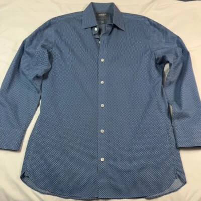 Bonobos 蓝色圆点纽扣无皱修身衬衫,尺寸 15.5 32 — 第 1/4 张图片