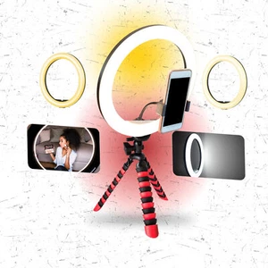 Trépied flexible + support annulaire table pour smartphone avec lampe support de téléphone portable - Photo 1/17