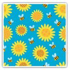 2 x Square Stickers 7.5 cm - Sunflowers Bumblebee Light Blue Cool Gift #13173