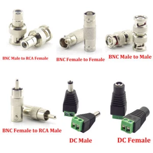 BNC DC Male Female to RCA Coupler Connectors Plug Joiner CCTV Camera Video Balun - Picture 1 of 16