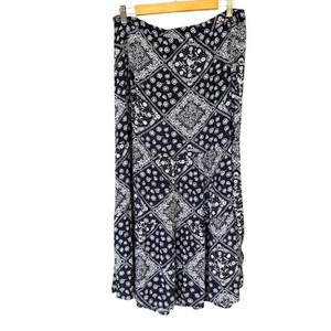 Falda Larga Tamari Azul Marino Talla Grande Boho Floral Campesina - Imagen 1 de 7