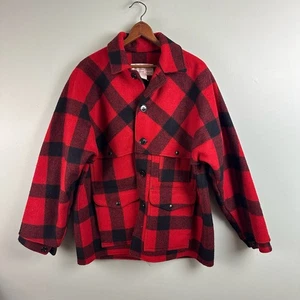 VTG Men’s FILSON Style 83 Red Black Double Mackinaw Wool Cruiser Jacket Sz 42 - Picture 1 of 11