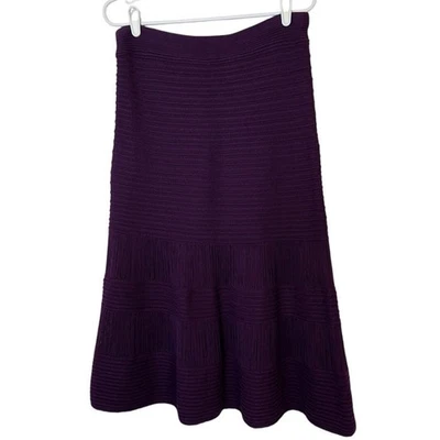 Falda midi de algodón tejida púrpura Tory Burch para mujer talla S cremallera lateral oficina carrera  Foto 1 de 4