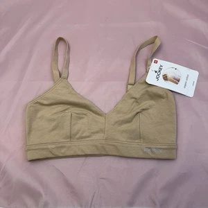 Jockey Organic Cotton Stretch Bralette Jog Bra Beige Tank Straps XS NWT - Picture 1 of 8
