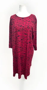 J Jill Schlafshirt XL Rentier rot/schwarz Midi Baumwolle Modal ultra weich Lounge - Bild 1 von 11