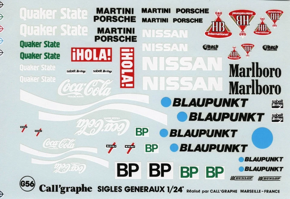 GENERIC PLATE  COCA COLA / NISSAN / BLAUPUNKT / QUAKER STATE Starter DECALS 1/24 - Immagine 1 di 1