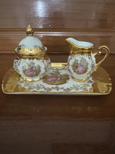 Kleiber Bavaria Germany Handarbeit 22 Karat Goldauflage Cream And Sugar Set - Picture 1 of 8