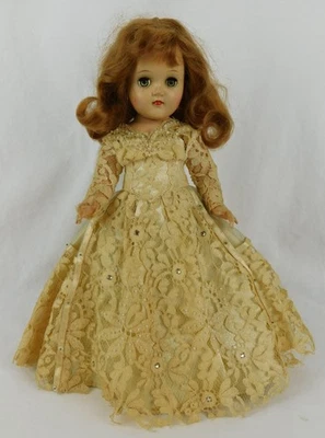 Vintage Ideal P-90 14" TONI DOLL Hard Plastic Auburn Red Hair Bridal Gown? - Image 1 of 4